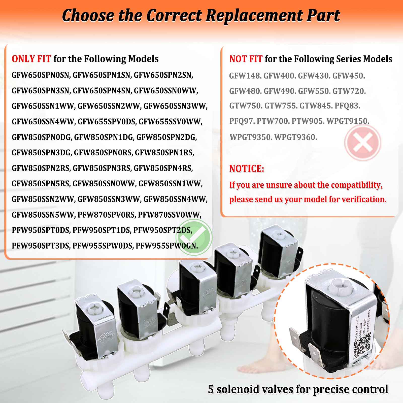 WH23X29553 Washer Water Inlet Valve for GE Washing Machine Water Valve Replacement Parts AP6983554 PS12743643 0024000126GA 33090202