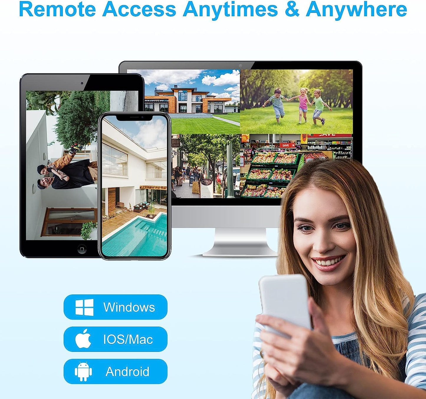 Anpviz 4K POE IP Camera, 8MP(3840x2160) POE Turret Surveillance Security Camera Outdoor with Human/Vehicle Detection, 100ft Smart Color Night Vision, Up to 256GB SD Card, Built in Mic (U Series)