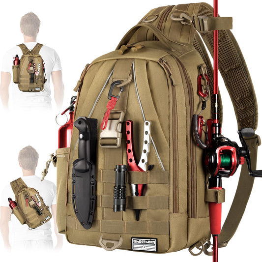 Ghosthorn Fishing Backpack with Rod Holder, Tackle Storage Bag Lightweight