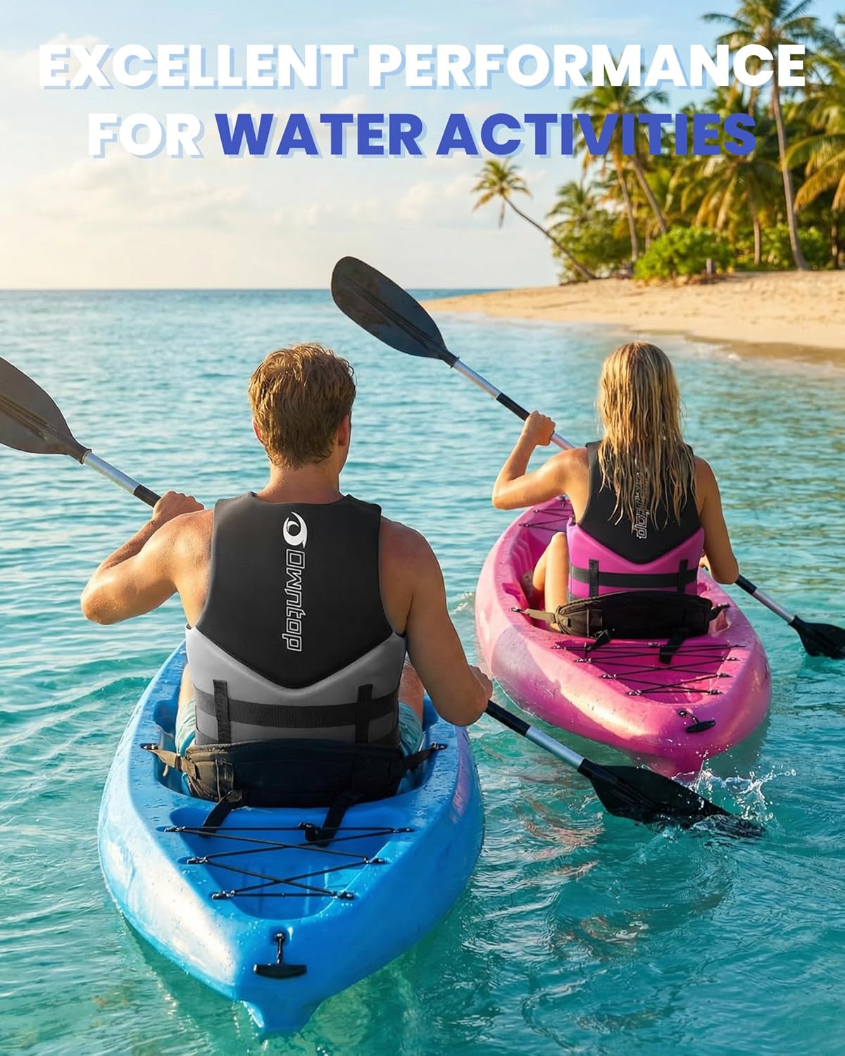 Owntop Swim Vest - Adult Neoprene Water Sport Floaties for Swimming, Boating & Kayaking | Adjustable Zipper & Dual Buckle Design