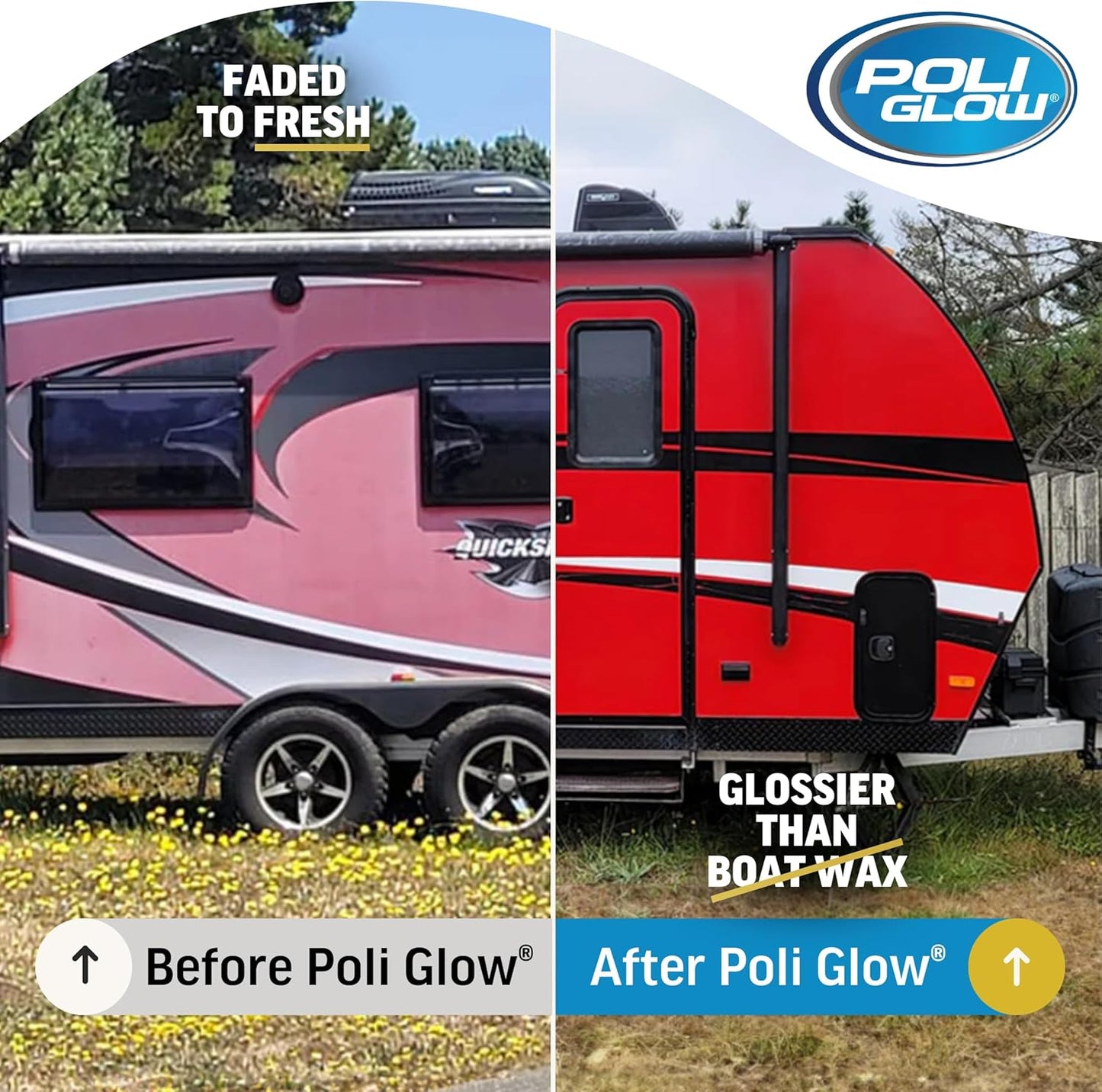Poli Glow Deluxe Boat & RV Restoration Kit - Removes Oxidation & Seals - Restores High-Gloss Shine to Fiberglass & Gelcoat - Easy 6-in-1 System