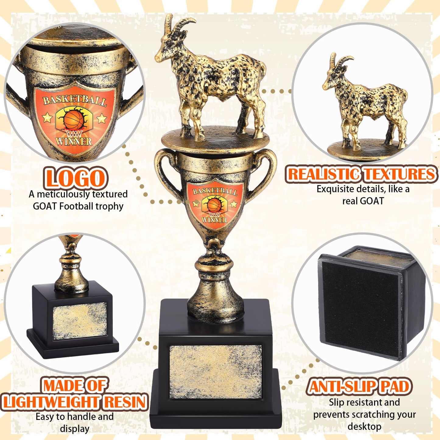 Tondiamo Goat Trophy Award Toilet Trophy 2026 Funny Award for Winners Losers for Competitions First Last Place Champions(Goat Basketball)