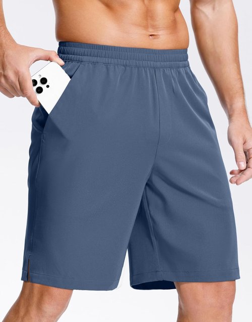 GGJ Men's Athletic Shorts - Lightweight Quick-Dry Gym Shorts with 2 Zipper Pockets | 7"/5"/9" Sizes