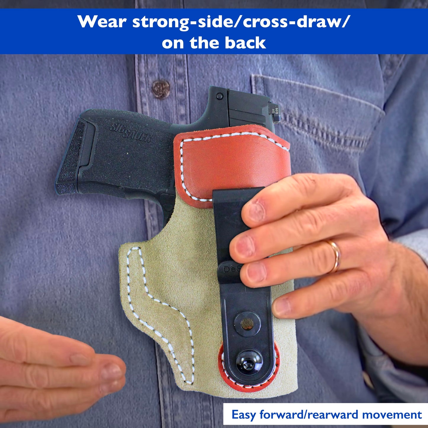 DeSantis Sof-Tuck IWB Holster - Compatible with Ruger SR9 Compact, S&W M&P Shield 9, Shield .40, Shield M2.0 0,M2.0 .40, Walther CCP, SCCY CPX-1, CPX-2, MC1SC, S/A Hellcat 3"" - Right Hand Fit, Black