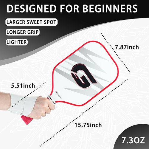 GLAKJET A2 Pickleball Paddle Set for Beginners,with Wrist Guards for Added Support & Injury Prevention,Lightweight Pickleball Rackets,Glass Fiber,USAPA-Compliant