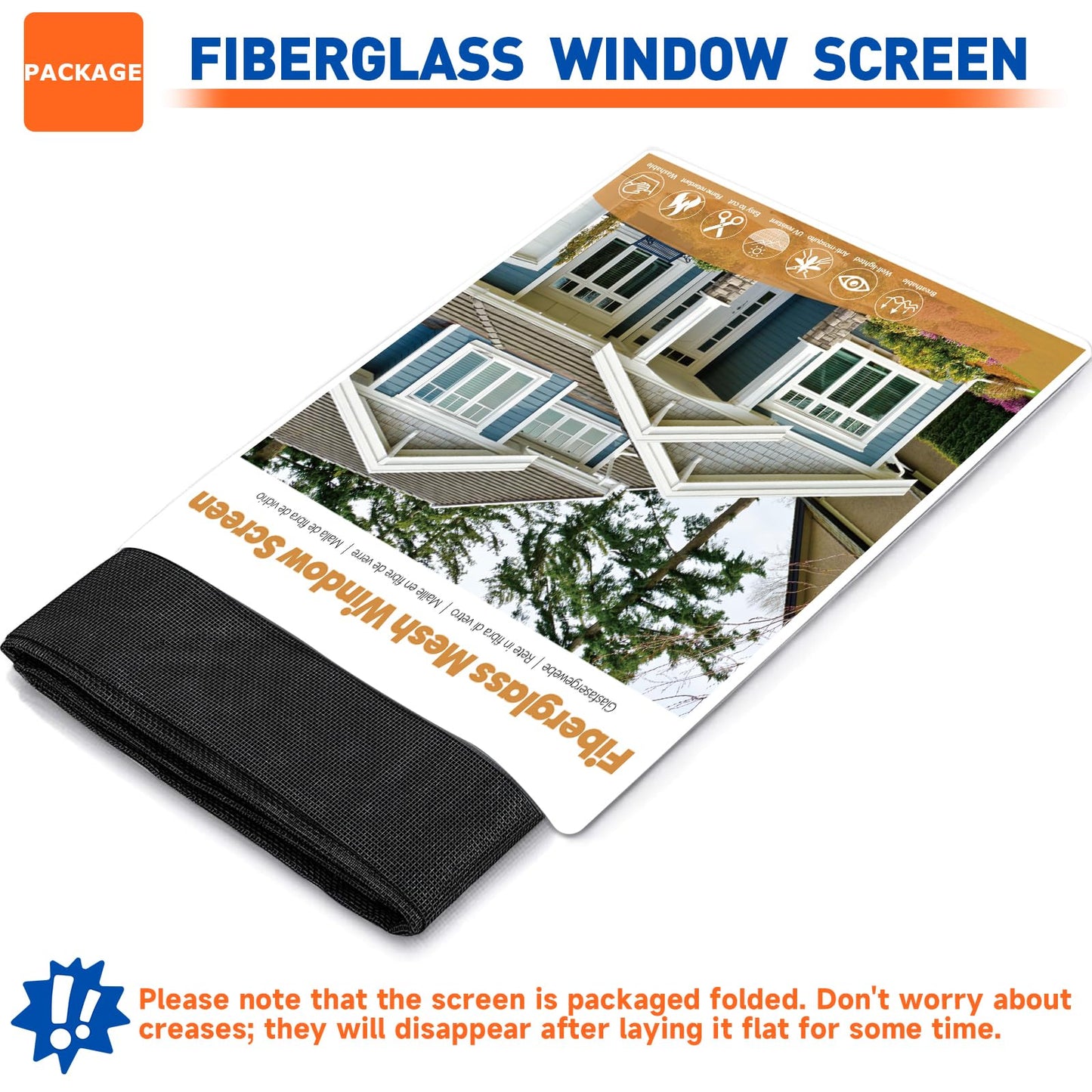 HOFUDON Window Screen Mesh, 39"x118" Fiberglass Screen Door Mesh, Replacement Window Screens, Patio Porch Screen Mesh Black