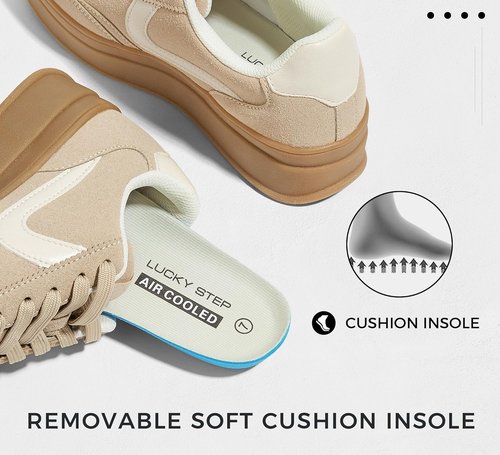 Lucky Step Women's Platform Sneakers - Retro Casual Walking Shoes with Thick Sole | Stylish Tennis Trainers