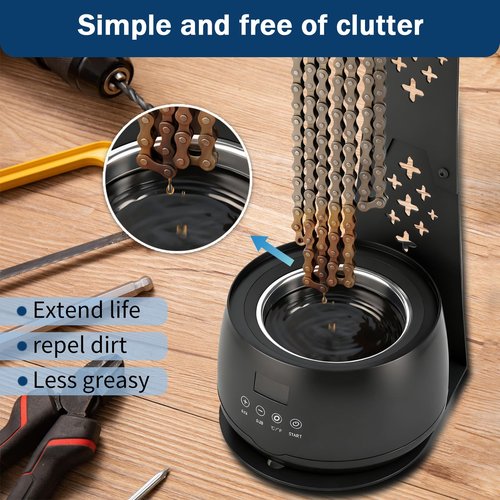 Datdifen Bicycle Chain Wax Melting System (19oz), Includes Chain Cleaning Machine and Cooling Rack. Precise Temperature Control for Rapid Melting, Professional Cleaning and Waxing Tools