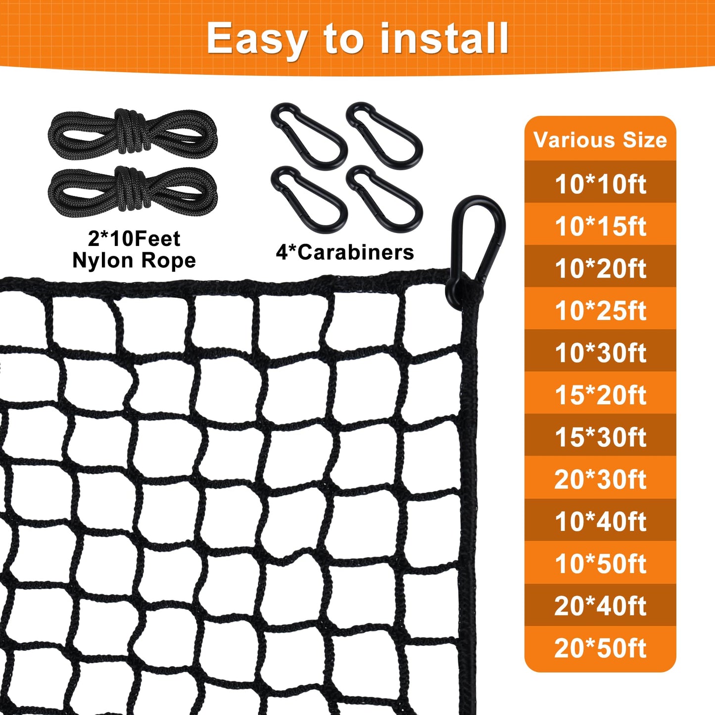 Visupor Golf Net,Golf Practice Net with Rope and Carabiners,Durable Nylon Golf Hitting Net,Weatherproof Golf Netting,Practice Barrier Nets for Golf, Baseball, Hockey, Soccer(10ft,15ft,20ft,25ft,30ft)