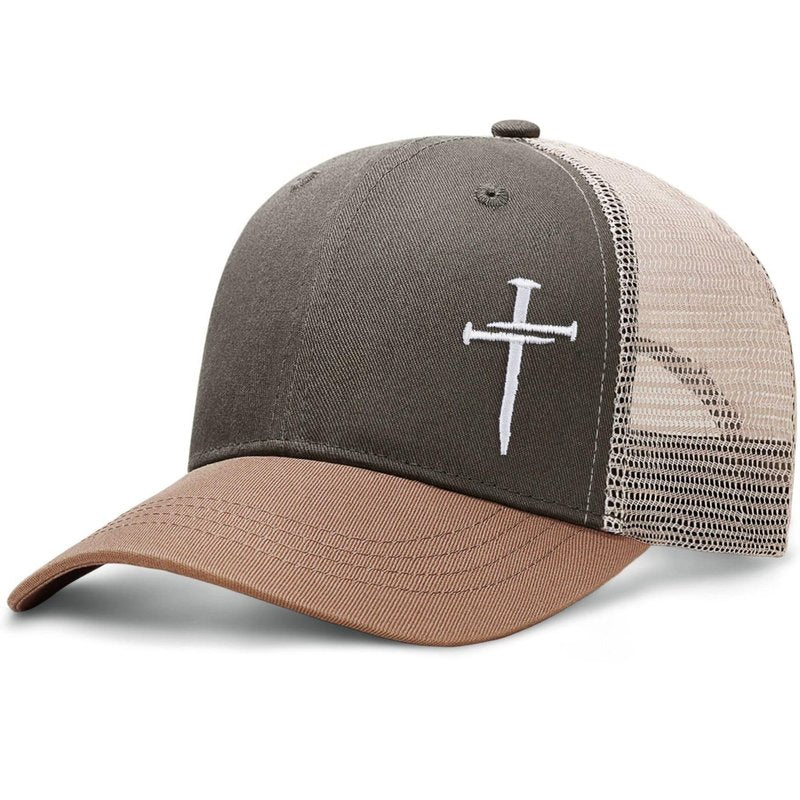 Christian Jesus Cross Hat - Faith Hats for Men Women - Religious Gifts for Thanksgiving Christmas - Cross Grey Green