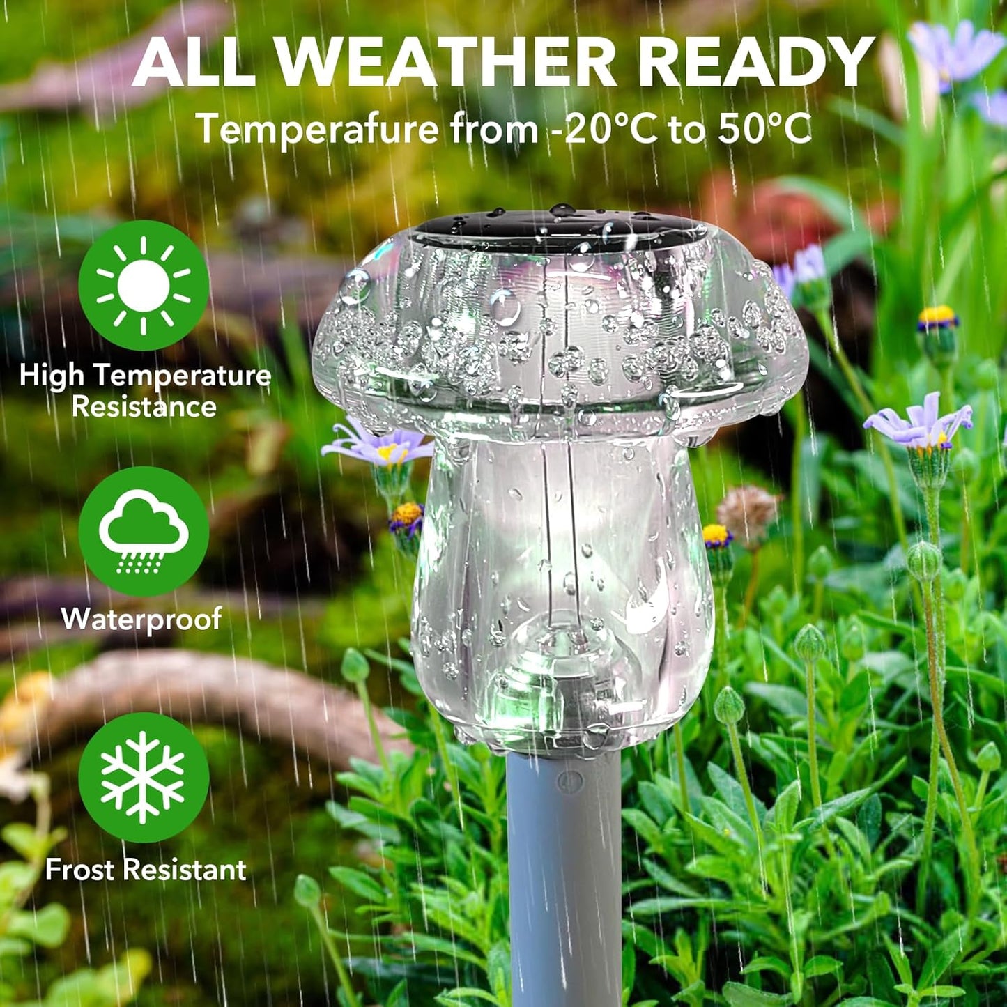 16 Pack Solar Powered Mushroom Lights - Waterproof LED Garden Pathway Lighting for Yard & Landscape Decor (Purple)