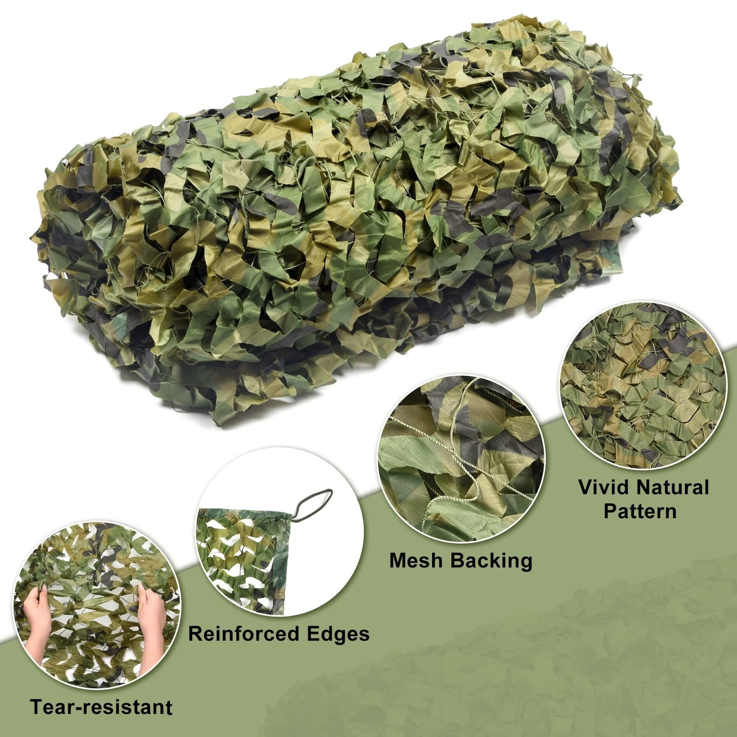 FLYEGO GEN 2 Camo Netting Camouflage Netting Hunting Blind Camo Net Camouflage Nets Military Surplus for Shooting Party Decoration Photograph Car Cover Sunshade（10ft x 20ft, Woodland）