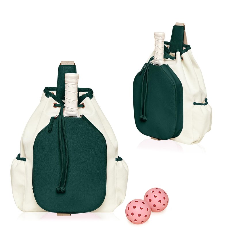 Mini Momo Durable Pickleball Backpack Sling Crossbody Bag for Women - Large Capacity & Stylish Design (Green)