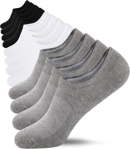 Heatuff No Show Socks - Women's Cotton Low Cut Non-Slip Casual Liners | 6-9 Pairs