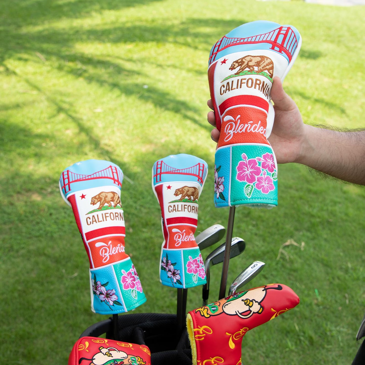 Golf Club Cover Multi-Element Exquisite Embroidery Driver Covers Fariway Wood Headcover Hybrid Head Covers Leather Golf Headcovers for Most Brand (Lucky Day-Fariway Wood)