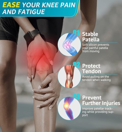 HiRui 2 Pack Patella Tendon Knee Straps - Knee Pain Relief & Patella Stabilizer Brace Support for Jumpers Knee, Running, Hiking, Basketball, Tennis, Soccer, MTB, Squats, Tendonitis, Arthritis (Black)