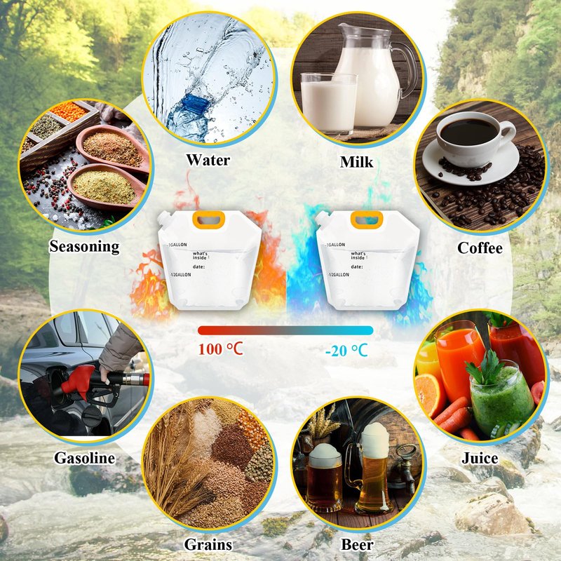 Tessco for you 12 Pack 1.3 Gallon Collapsible Water Storage Bag Water Container Emergency Jug Plastic Storage Pouch Freezable Carrier Tank Foldable Bottle for Outdoor Sport Camping (Clear with Scale)