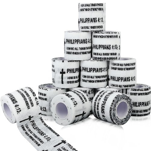 24 Pcs Christian Cross Athletic Tape 2 Inx15 Ft Cross Wrist Tape Baseball Wrist Tape Elastic Self Adhesive Bandage Wrap Bible Verse Sport Tape for Trainers Gymnastic Baseball Soccer Athlete Injury Use