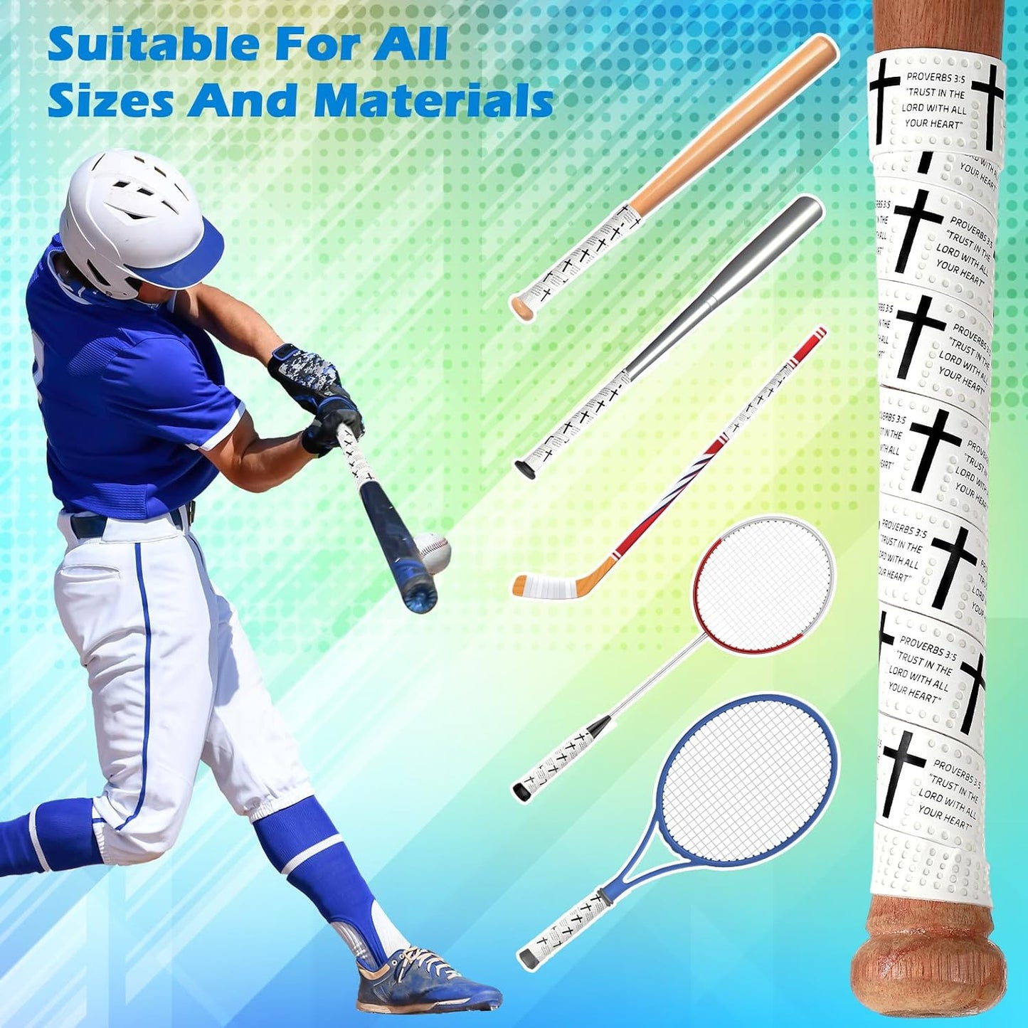Pushglossy Baseball Bat Grip Tape - 1.1mm Precut Full Adhesive Non-Slip Softball Wrap