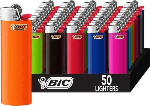 BIC Classic Lighter - Assorted Colors, 50-Count Tray | Up to 2X the Lights