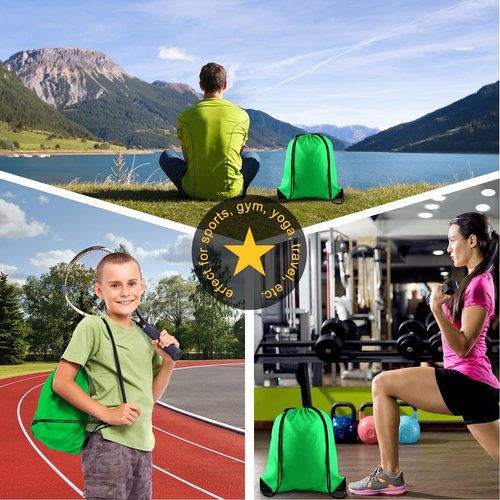 KUUQA Green Drawstring Backpacks - 100Pcs Bulk Gym & Travel Bags for Convenient Carrying