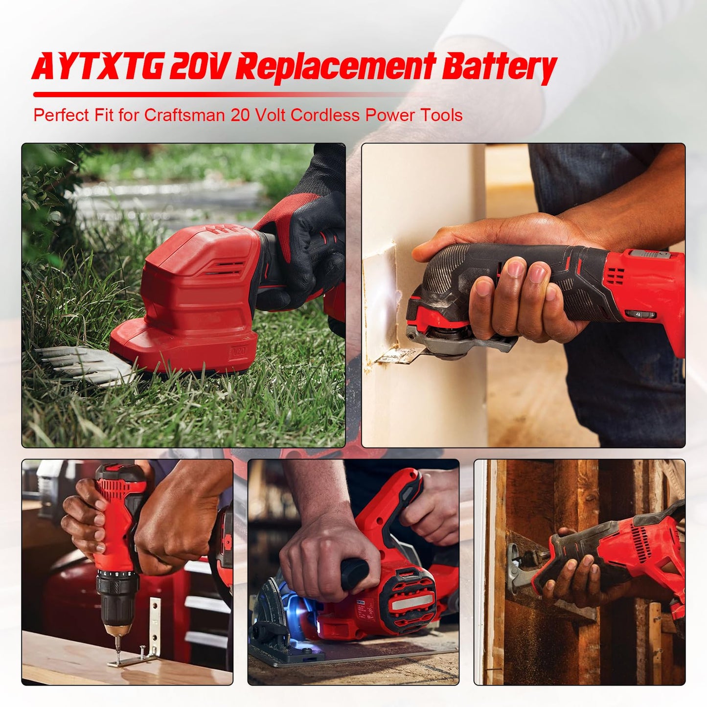 AYTXTG 2Pack 6500mAh V20 Batteries for Craftsman 20V Max Battery CMCB202 CMCB204 CMCB206 + Dual Charger for Craftsman V20 Fast Charger