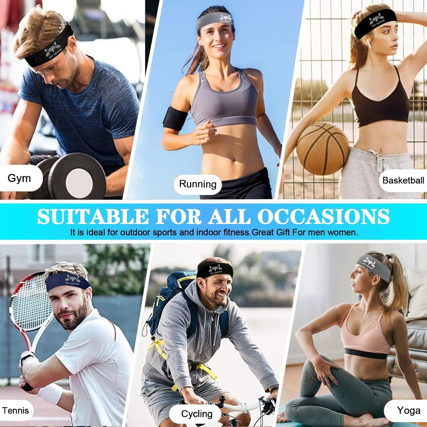 Skiennix 3-Piece Headband Set for Men | Sports Sweatbands for Workout & Running - Comfortable Fit