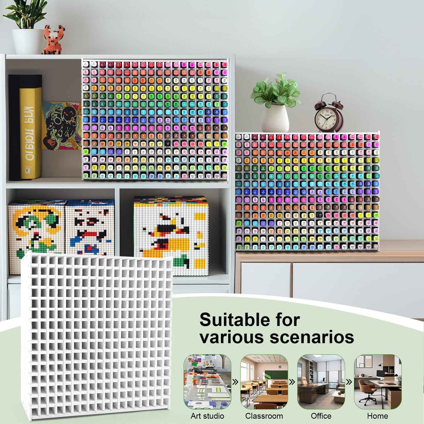 270-Slot Marker Holder with Adjustable Dividers, Marker Storage Organizer for Desk, Home, Office, Craft Room, and Classroom