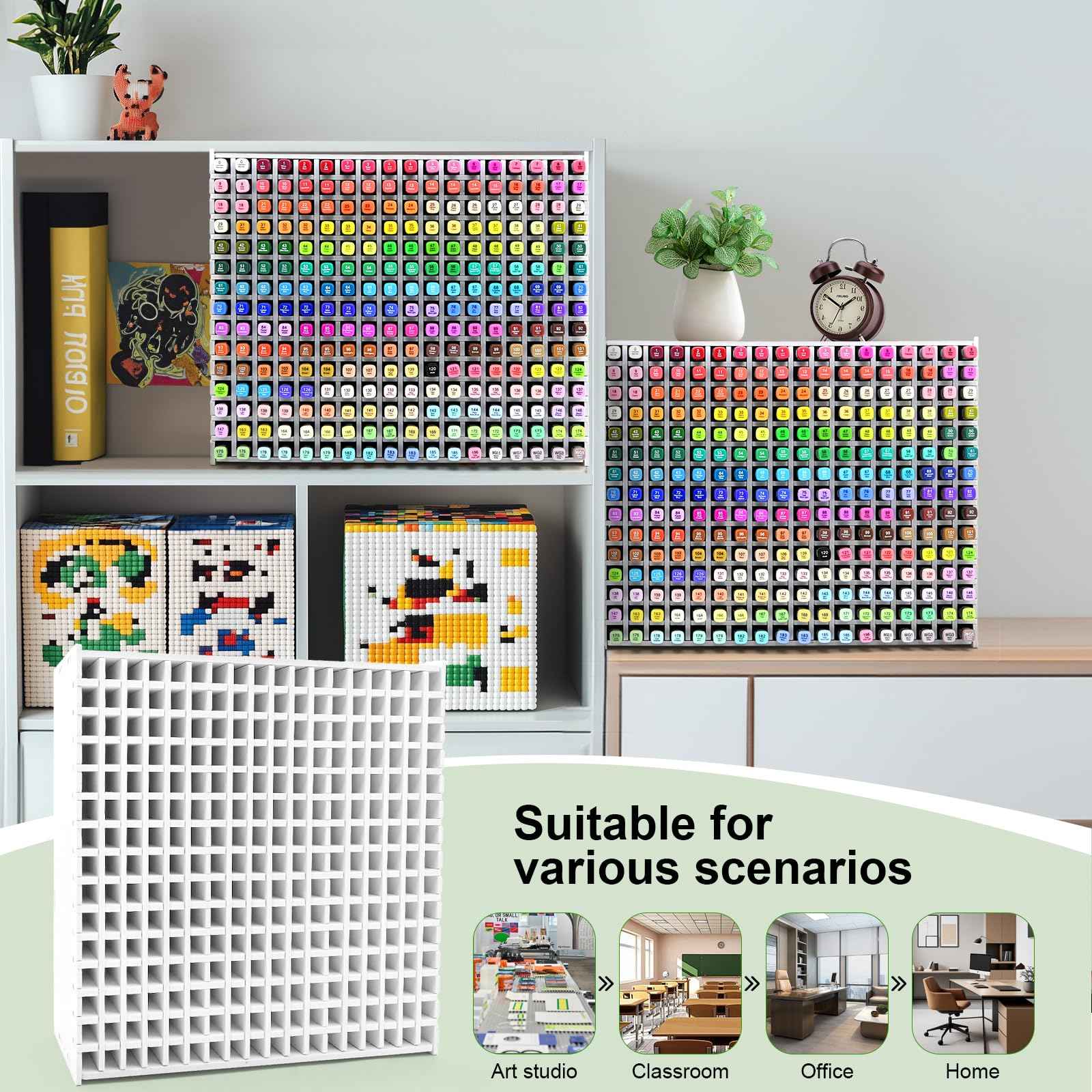 270-Slot Marker Holder with Adjustable Dividers, Marker Storage Organizer for Desk, Home, Office, Craft Room, and Classroom