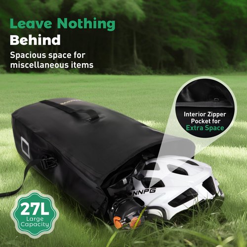 Luxevelo Panniers Bike Bags Lightweight– 27l Expandable Weather-Resistant Storage, 550d Durable Pvc With Reflective Safety Strips, Multi-Functional Rack/Shoulder Bag For Commuting/Travel/Cycling