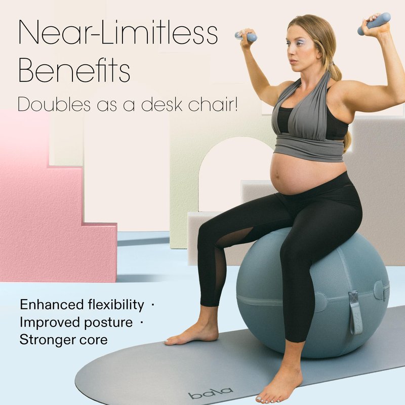 Bala Balance Ball - Exercise Ball Chair for Yoga, Pilates, Barre, Core Strengthening & Physical Therapy - Women's Gym Equipment & Workout Accessories - Blush