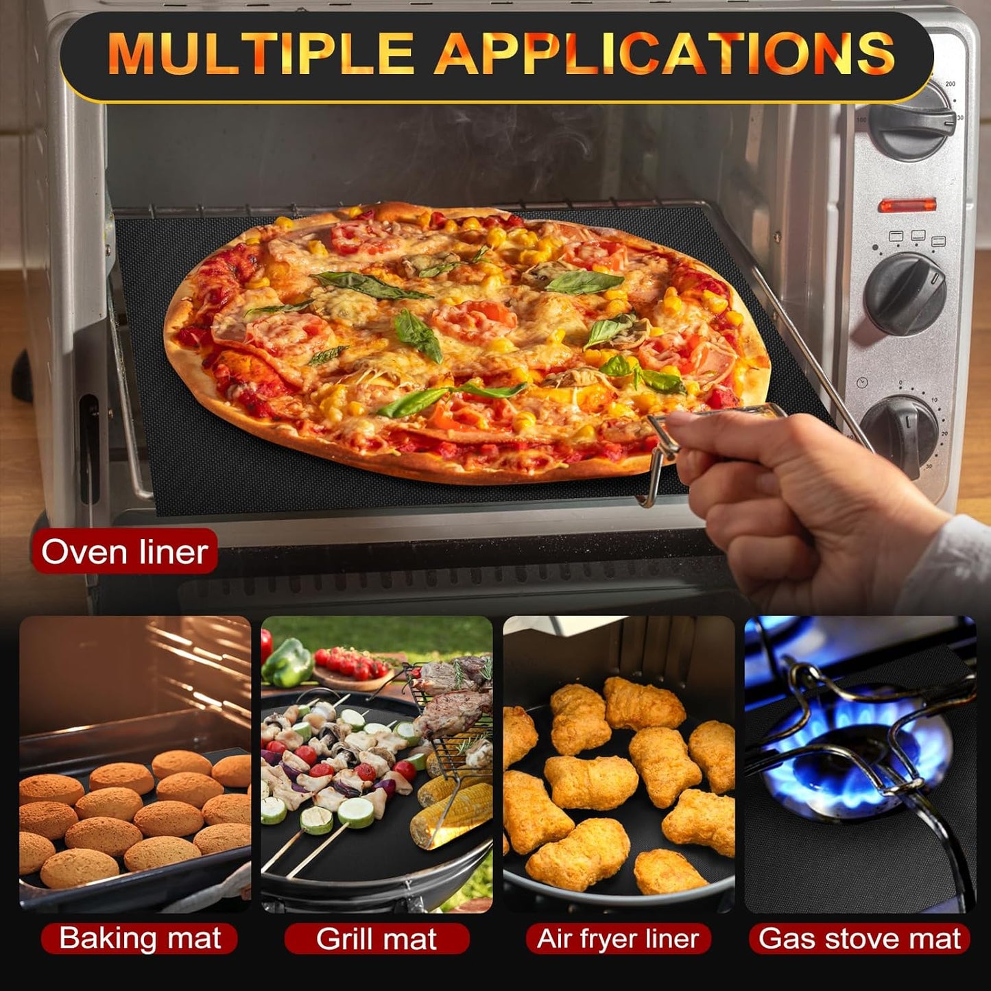 Skiennix Oven Liners - 2 Pack Heavy Duty Non-Stick Mats | Reusable & Heat Resistant, 17"x25", BPA/PFOA Free