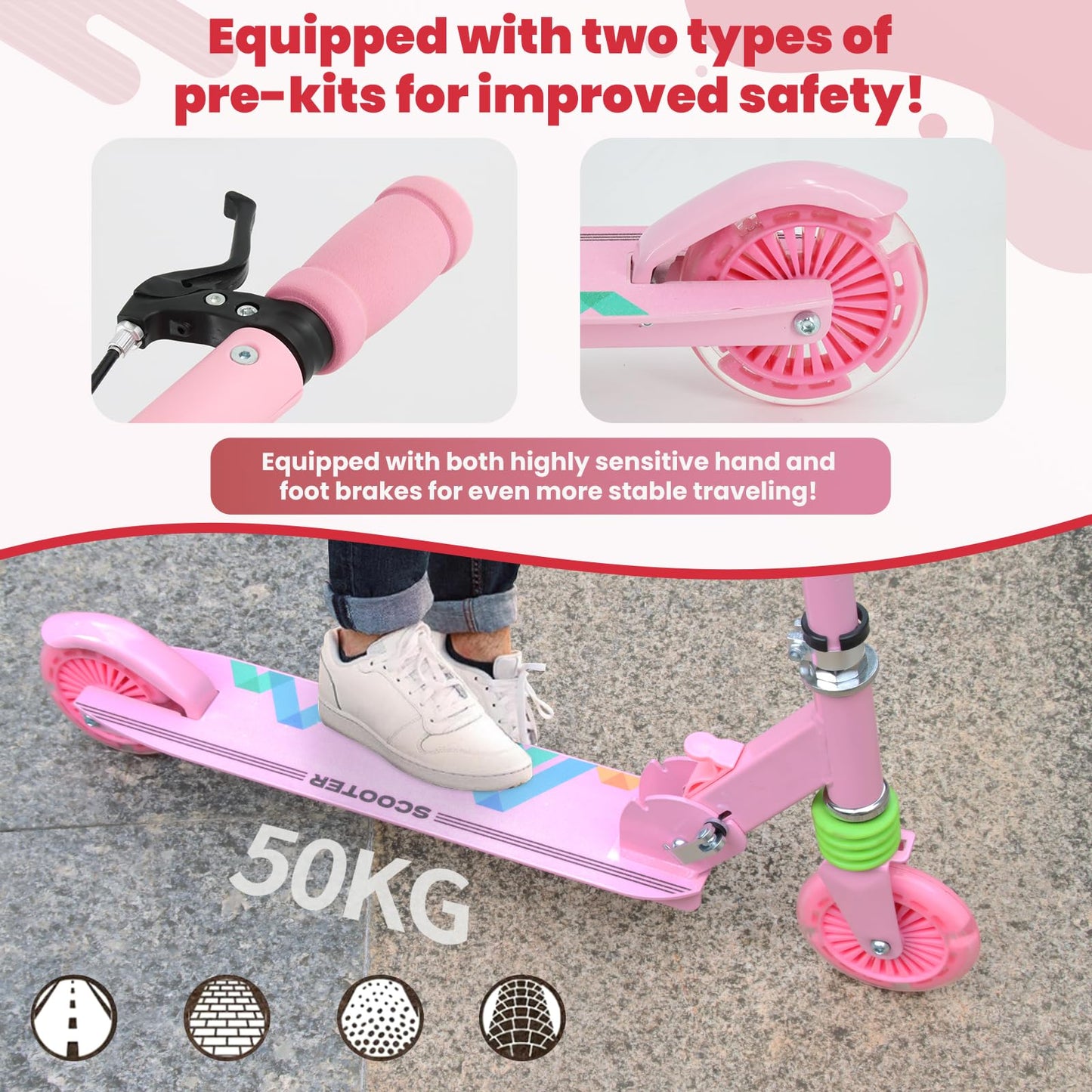 Scooter for Adults and Teens, Kick Scooters for Kids 8 Years and Up- Lightweight, Easy-Folding, Height-Adjustable, Aluminum Frame, Wear-Resistant Wheels, Outdoors for Boys and Girls