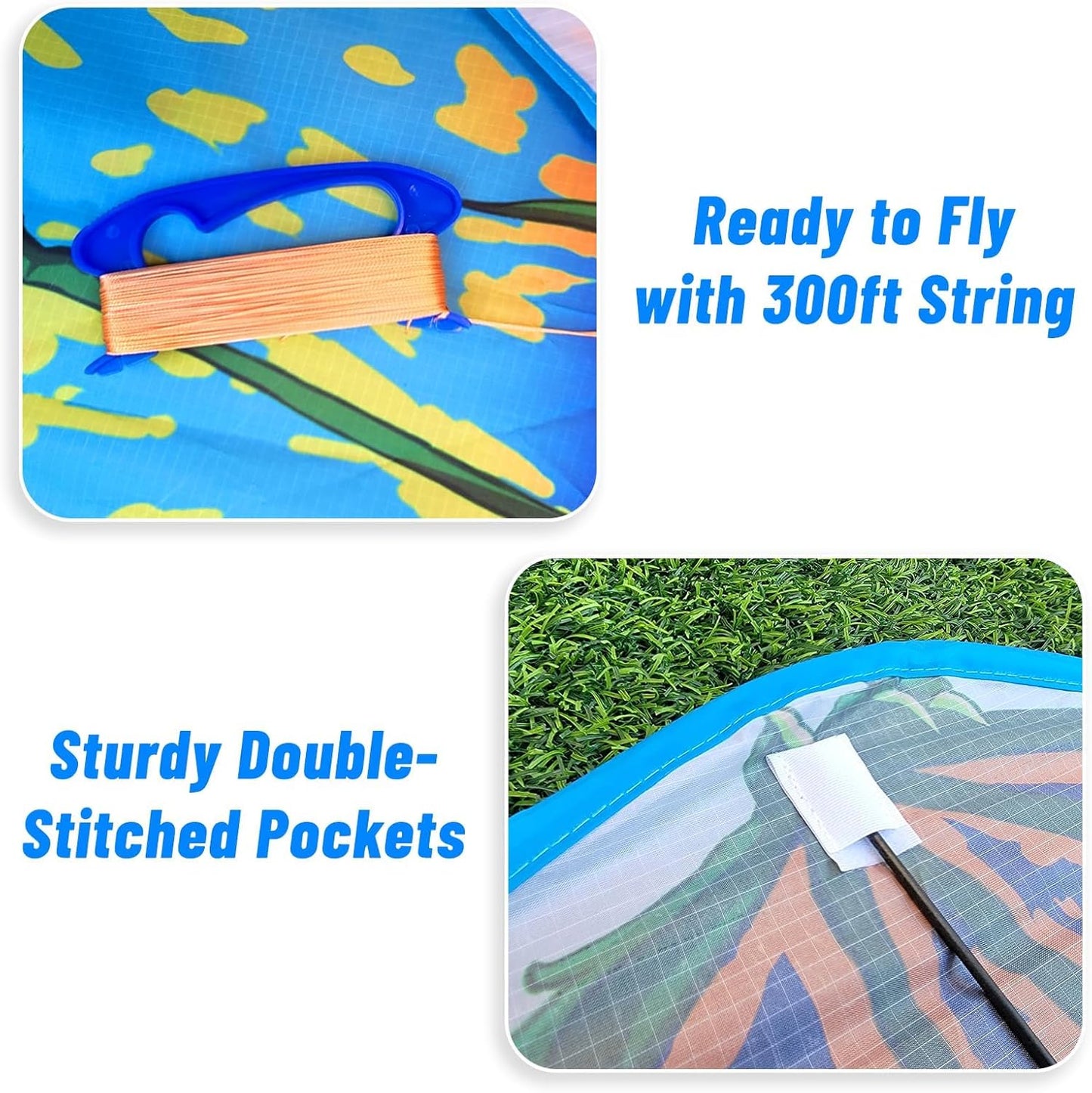 Mint's Colorful Life Dragon Kite - Easy to Fly for Kids & Adults | 300ft Kite String Included