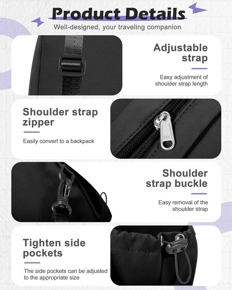 SEAFEW Small Black Sling Crossbody Bag for Men Women, Shoulder Daypack Mini Anti-Theft Cross Body Motorcycle Chest Bags, Small One Strap Fanny Back Pack for Casual Travel Hiking Sport Gym