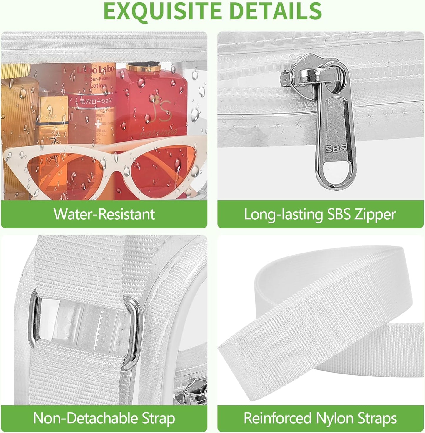 MAY TREE Clear Stadium Bag - Compact Clear Purse for Concerts, Sports, Work & Festivals