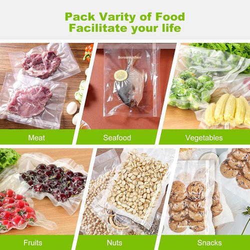 Bonsenkitchen Vacuum Sealer Bags - Heavy Duty BPA-Free Food Storage Rolls | 8" x 50' | Ideal for Sous Vide Cooking