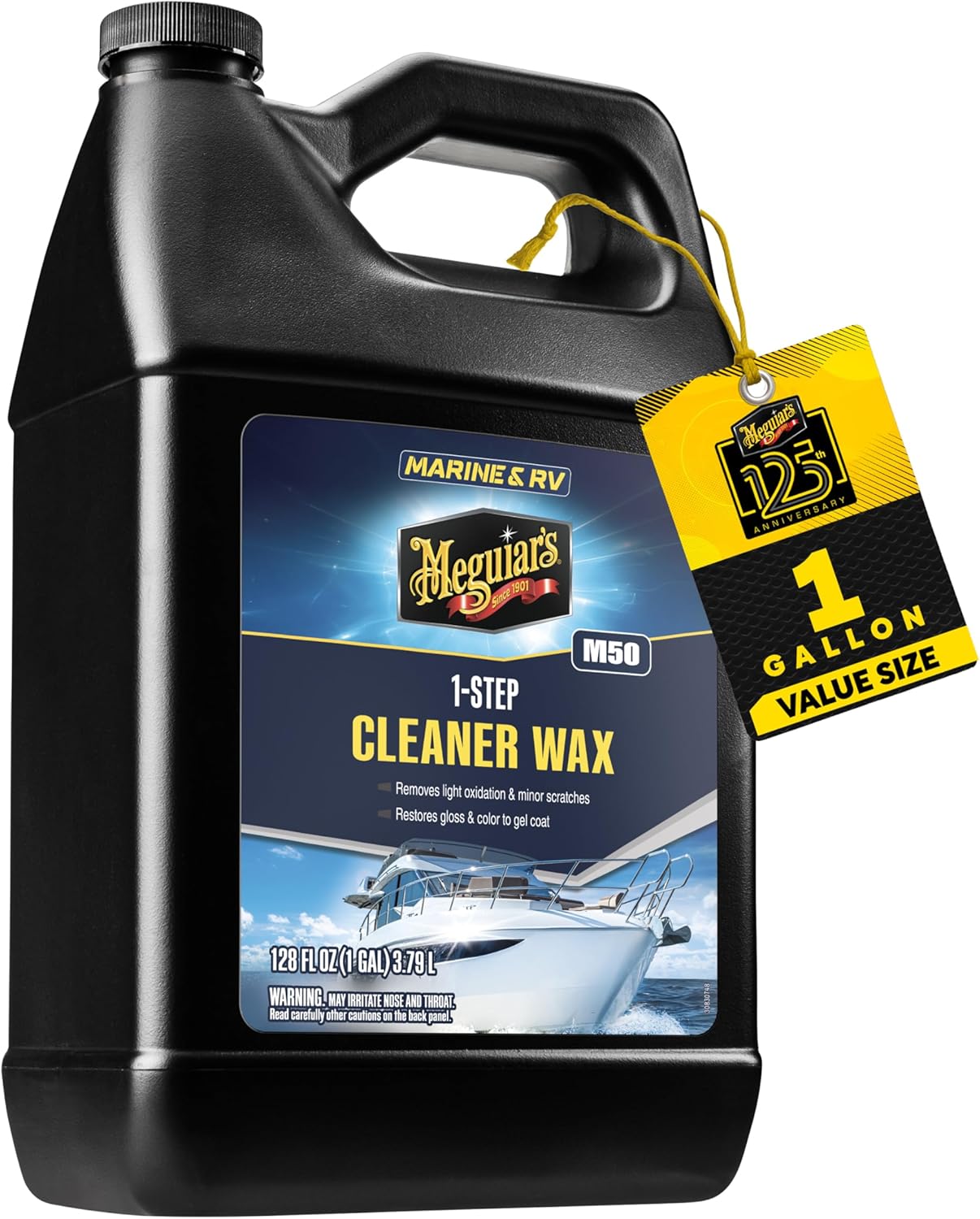 Meguiar's M5001 Marine/RV Cleaner Wax - Easy One-Step Wax for Boats & RVs | Restores Color & Protects, 1 Gallon