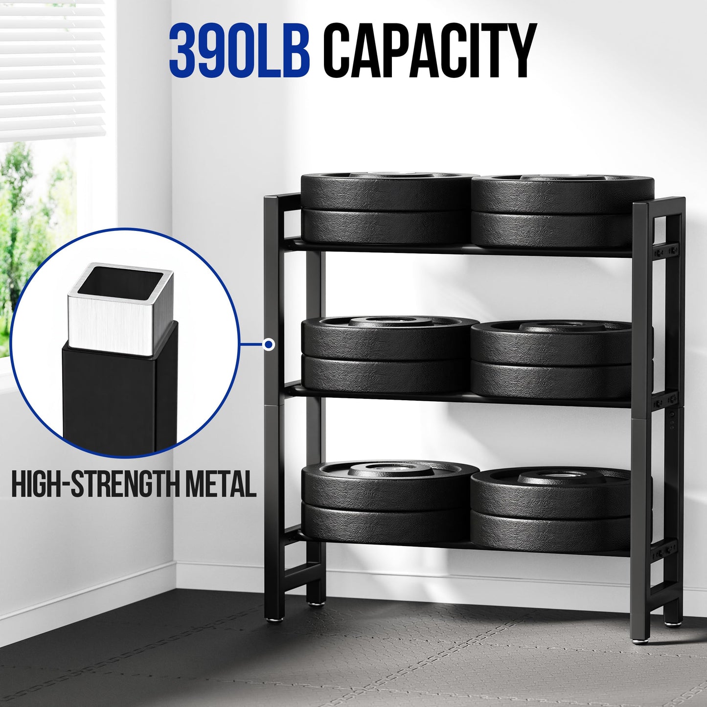 3 Tier Dumbbell Rack, Weight Rack for Home Gym, 390 lb Capacity