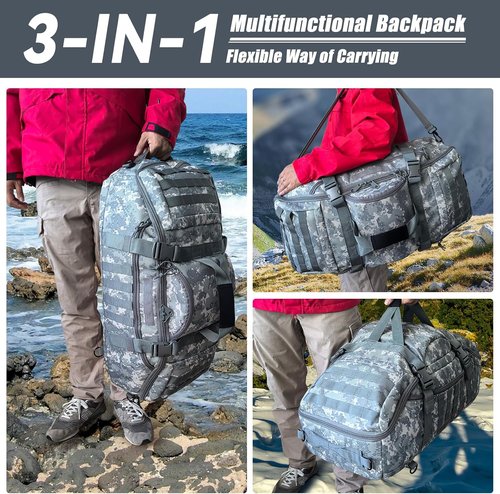 Hannibal Tactical 65L Duffle Bag - 3-in-1 Tactical Backpack with MOLLE System for Sports & Outdoor Activities