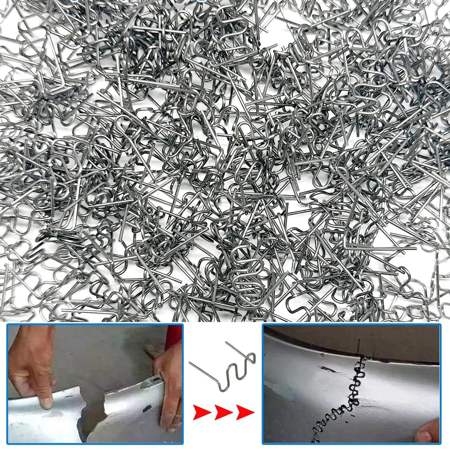 1000pcs 0.8mm Wave Hot Staples Welding Rods Supplies for Plastic Welder Gun to Fix Repair Car Bumpers, Plastic Cracks