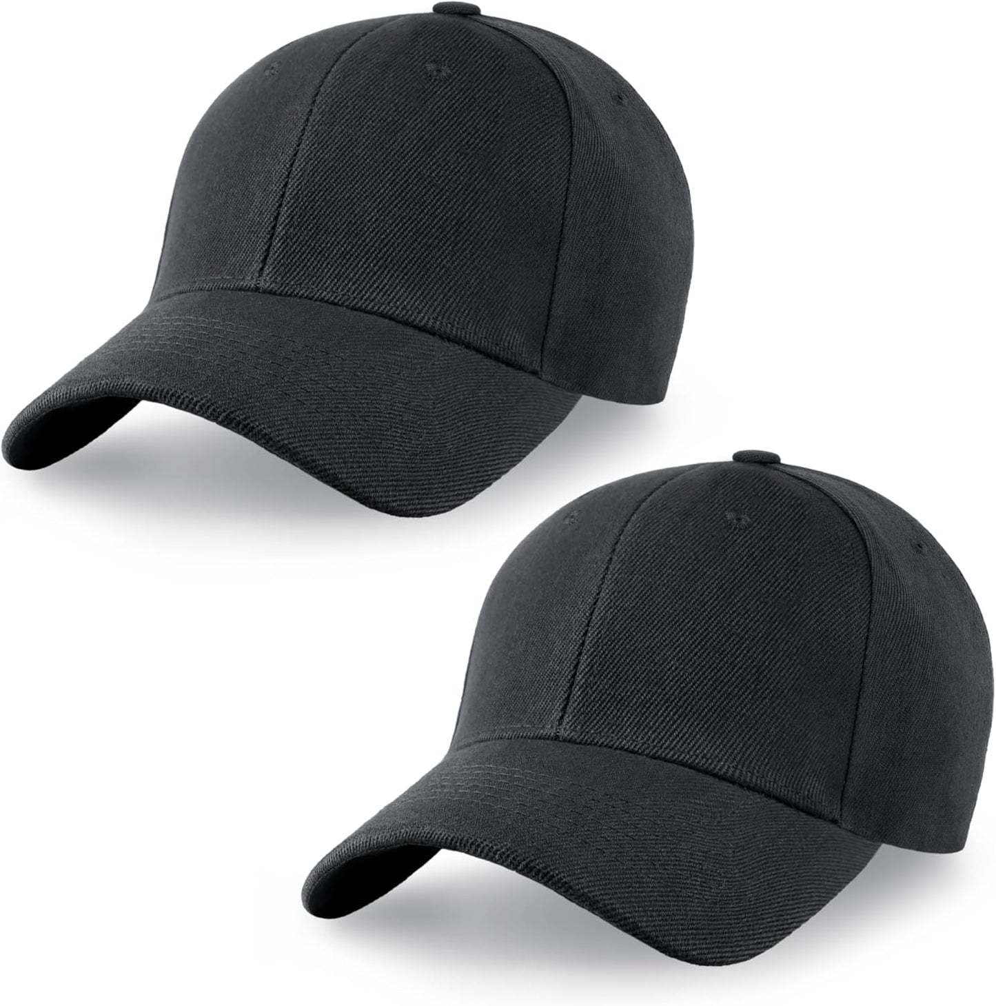 Skiennix 2-Pack Classic Structured Baseball Caps - Adjustable Snapback for Custom Embroidery | Outdoor Workouts