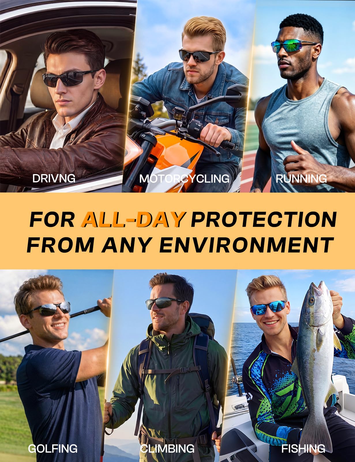DUCO Mens Sports Polarized Sunglasses UV Protection Sunglasses for Men 8177s
