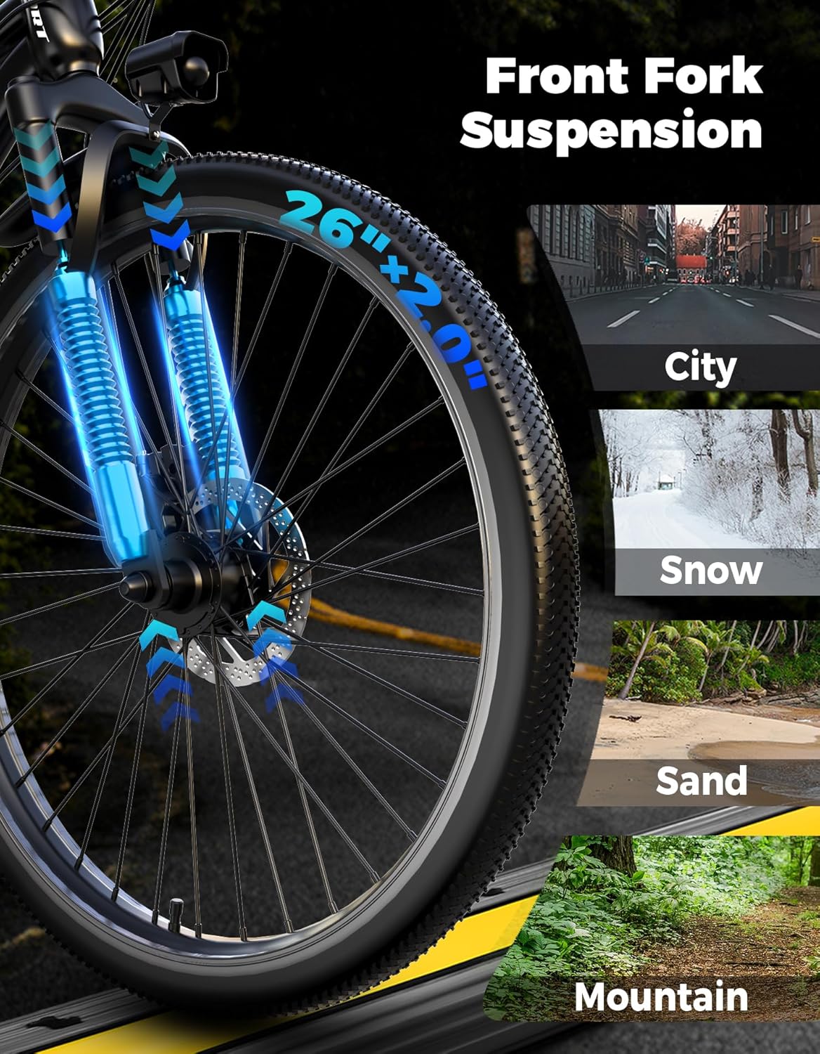 Misodo Electric Bike - 1500W Peak Mountain Ebike with 25 MPH Speed | 65 Miles Range, 7 Speeds, 48V 10Ah Battery, 26" Wheel