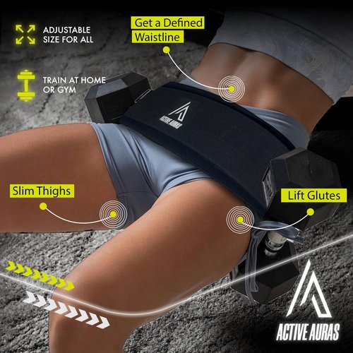 Active Auras Adjustable Hip Thrust Belt for Weights, Dumbbell Hip Thrust Belt for Women, Glute Bridge & Weight Belt, Hip Thrust Bar Support, Booty Workout Equipment, Hip Thrust Band for Home and Gym
