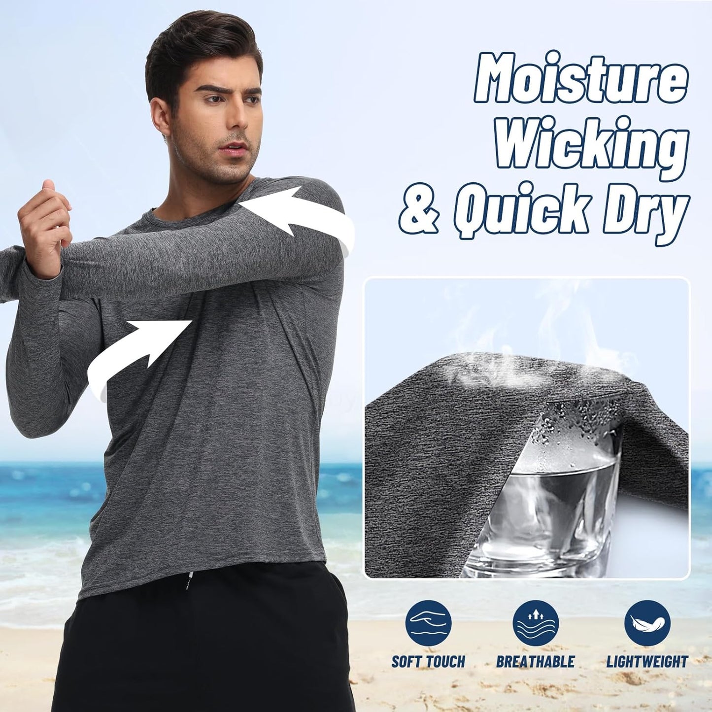 Skiennix Long Sleeve Shirts for Men - Quick Dry UV Protection T-Shirts | Perfect for Fishing & Gym