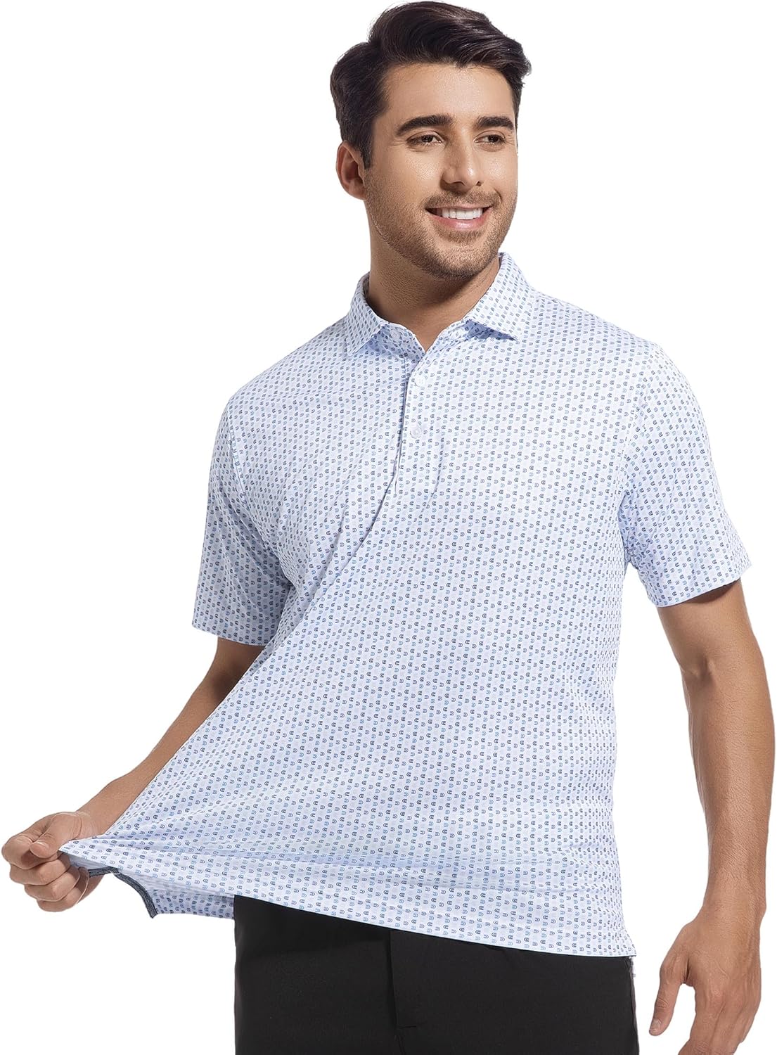 SAMERM Men's Golf Polo Shirt - Short Sleeve Dry Fit Performance | Moisture-Wicking Print Design