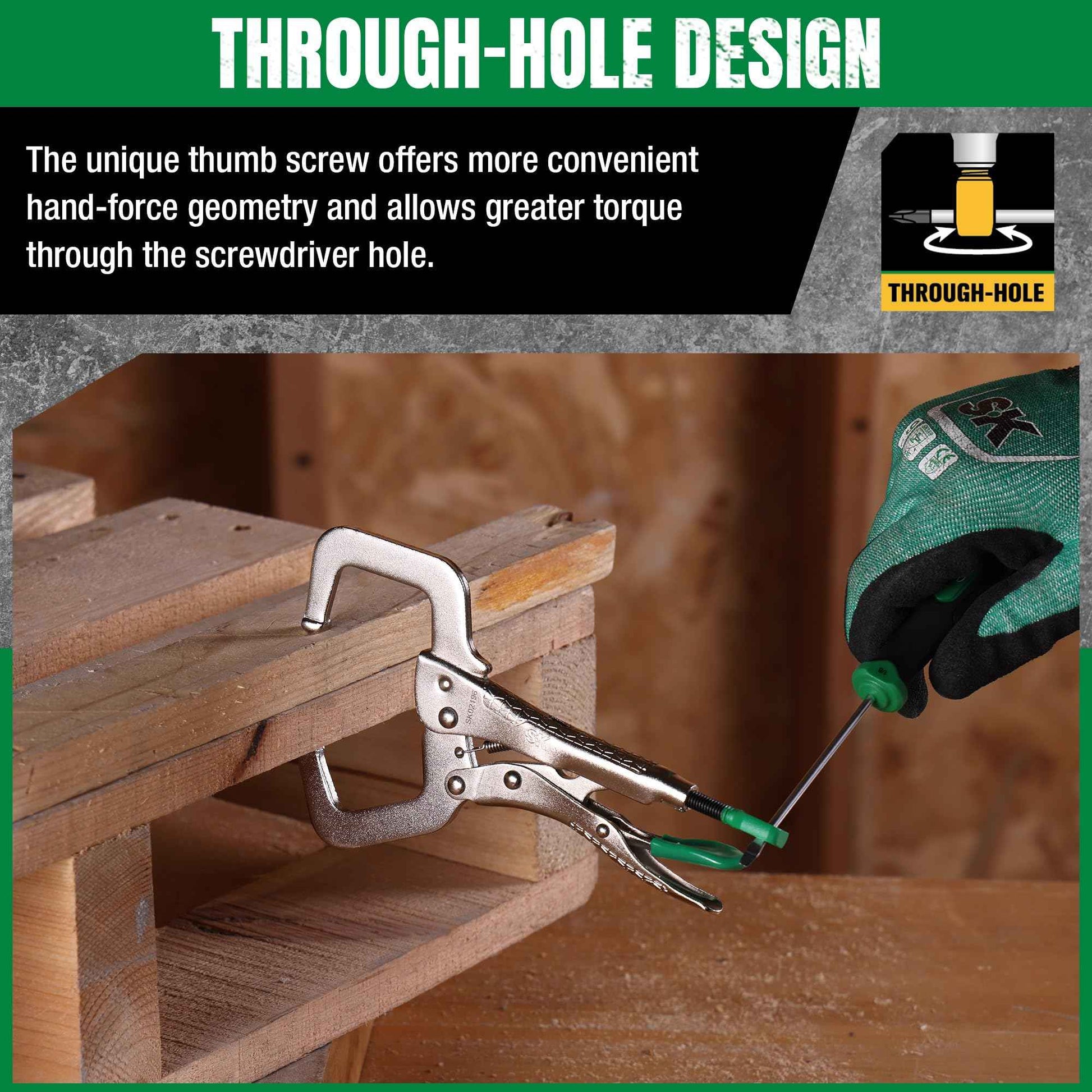 SK 6" C-Clamp Locking Pliers with Regular Jaws, Premium CR-V Construction, Ergonomic Anti-slip Handle