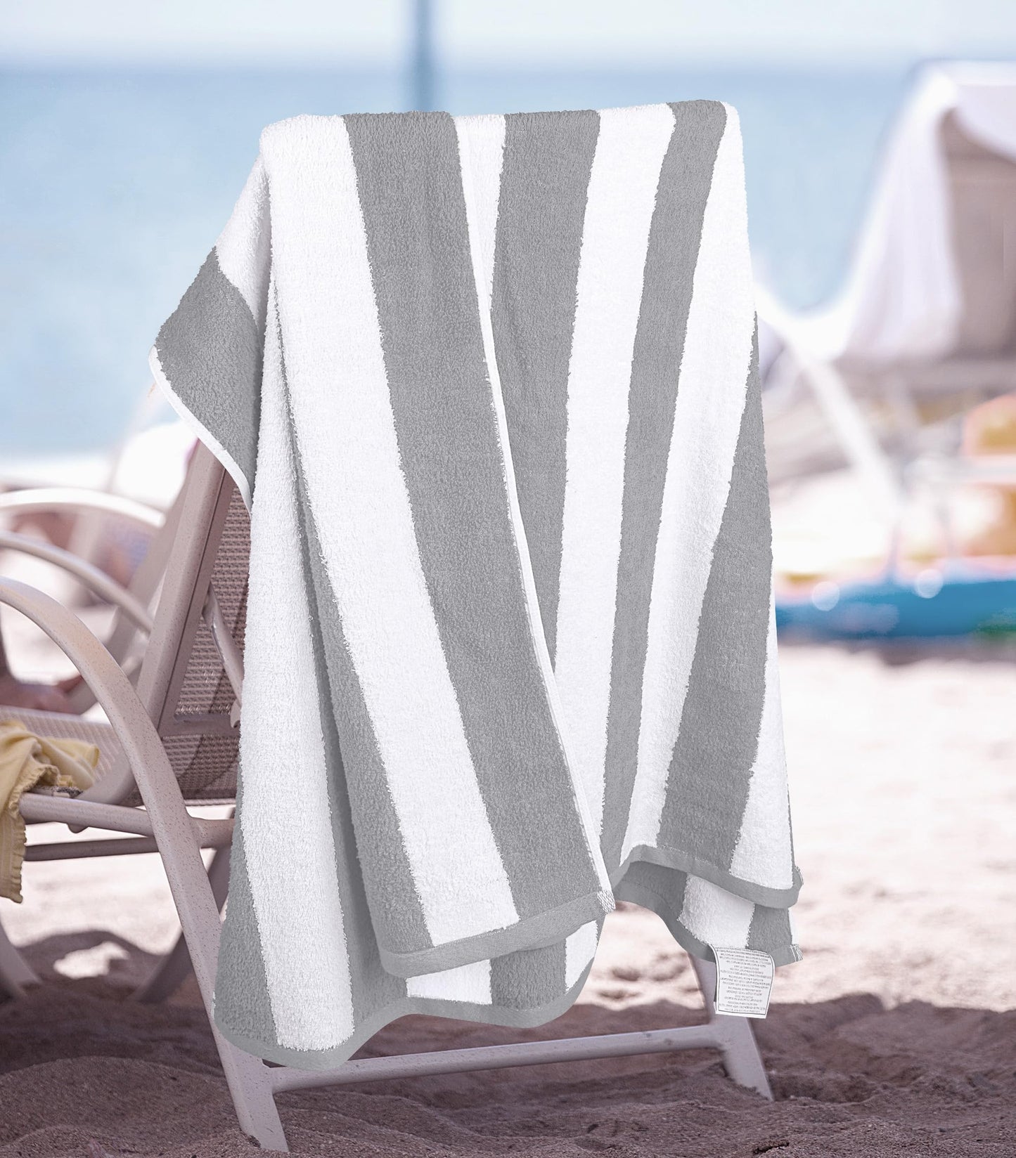 Utopia Towels Cabana Stripe Beach Towel, Oversized 100% Ringspun Cotton Pool Towels, Highly Absorbent Bath Towels for Beach (Red, Navy, Grey & Plum, 30X60 Inch - 4 Pack)