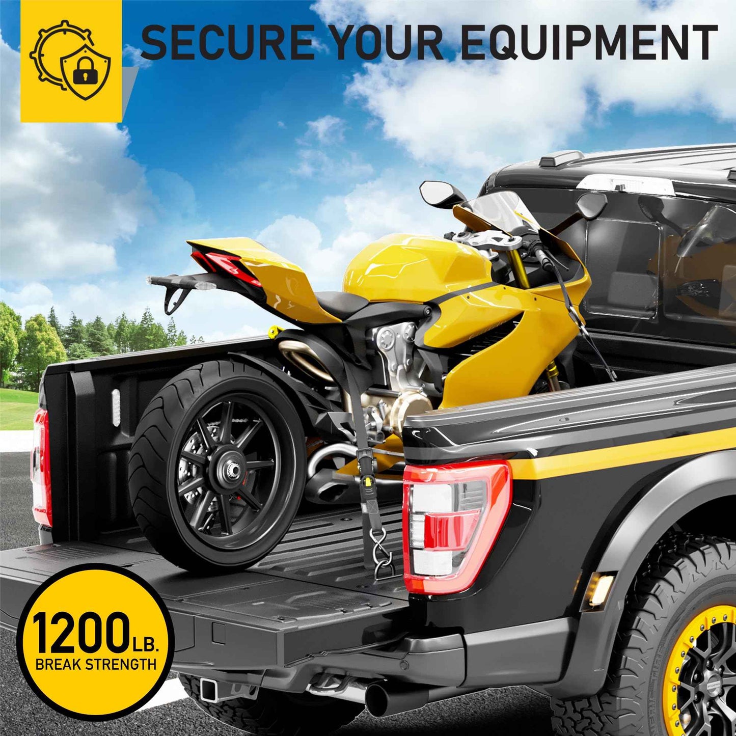 AUGO Retractable Ratchet Straps | 4 Heavy Duty Ratchet Straps Self Retractable Tie Down Straps with Soft Loops & Storage Bag for Motorcycle, Truck, Trailer, Cargo Van | 1200 Lb Break Strength 1” x 10’